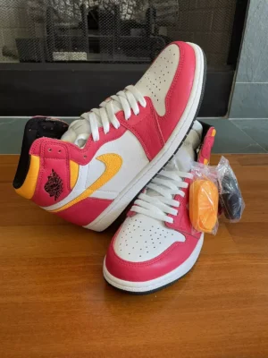 Air Jordan 1 High OG Light Fusion Red – Leather Basketball Shoes